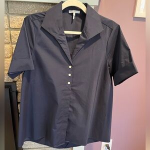 HINSON WU Navy Blue Button Down Blouse Shirt Top Minimalist Contemporary…